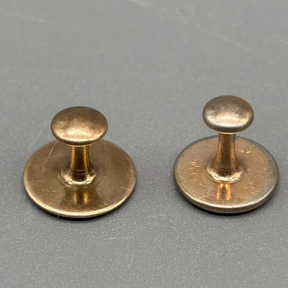 Vintage Mother of Pearl Cufflinks Mismatched Hickok USA Rose Gold Plated Pair